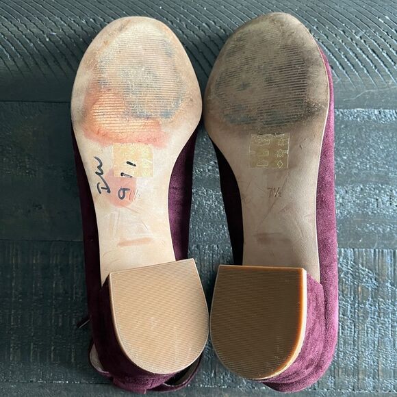 Madewell Inez Suede Studded Ankle Strap Block Heel Shoes 7.5 Maroon Burgundy - Picture 7 of 9